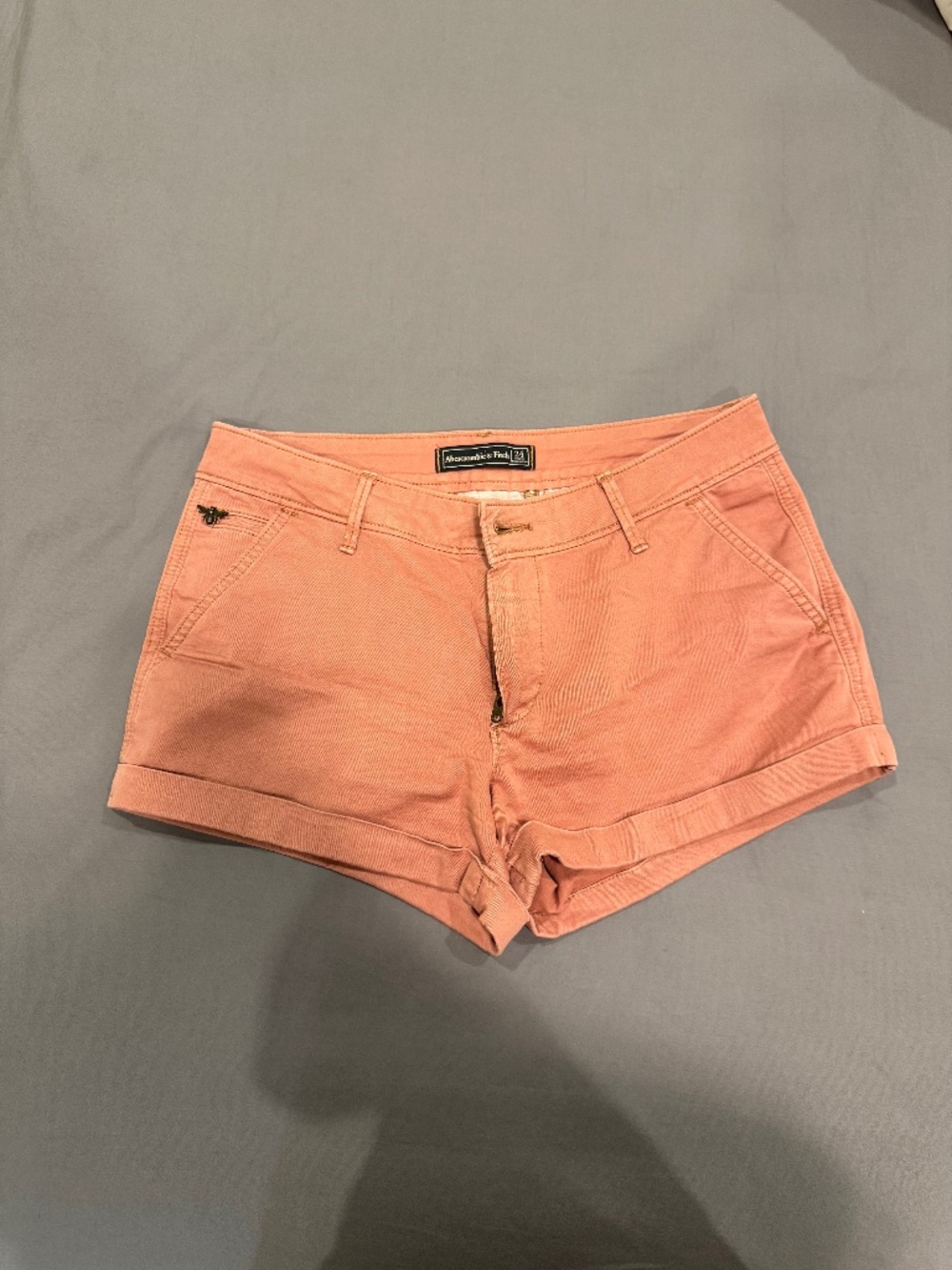 Abercrombie & Fitch Coral Pink Twill Low Rise Shorts Size 24